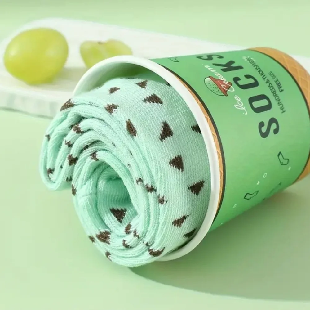🆕️LAST 1🎉MINT CHOCOLATE CHIP ICE CREAM CREW SOCKS 1 PAIR  IN 